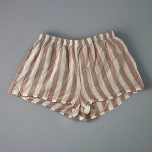 Sincerely Jules Women's L Pink White Striped Cotton Loungewear Shorts Boho